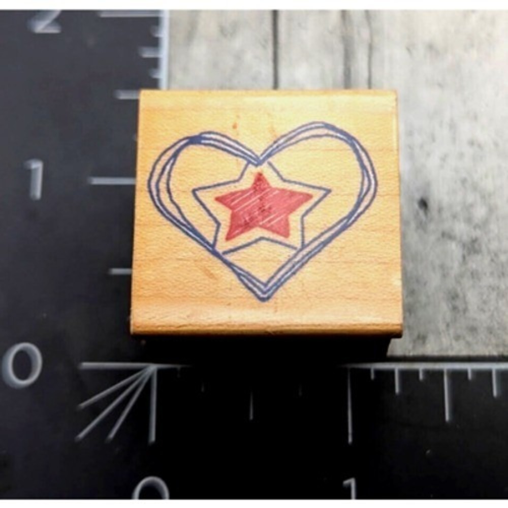 Embossing Arts Americana Heart 541A Rubber Stamp Wood #i30